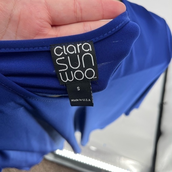 NEW Clara Sunwoo Soft Knit Asymmetrical Tunic Clara Cobalt Blue Size Small  NWT - Picture 4 of 5
